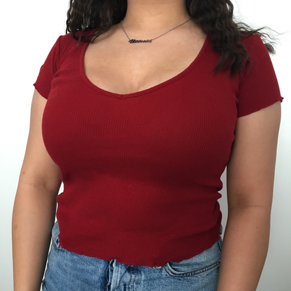 🍉 ribbed lettuce hem crop top